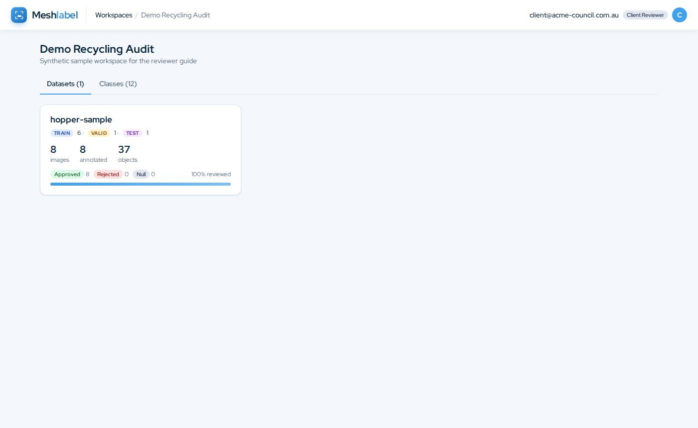 Datasets in a workspace