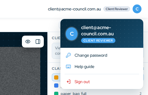 Account menu